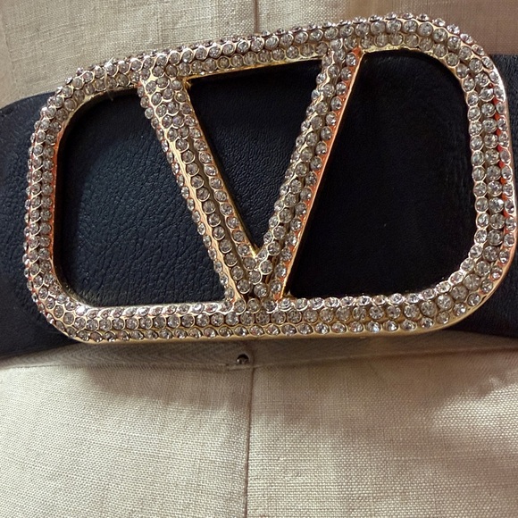 Black Belt with Gold and Rhinestone Buckle main image 7